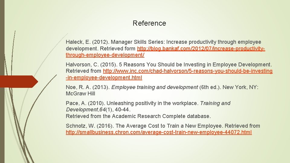 My Development Reference Request for a CompanyWide Employee Development Plan Presented