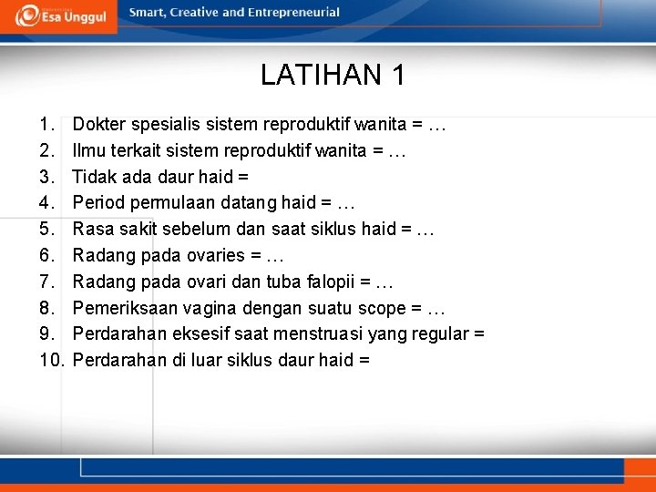 LATIHAN 1 1. 2. 3. 4. 5. 6. 7. 8. 9. 10. Dokter spesialis