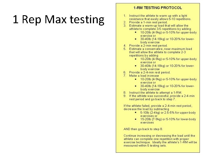 1 Rep Max testing 1 Rep Max testing