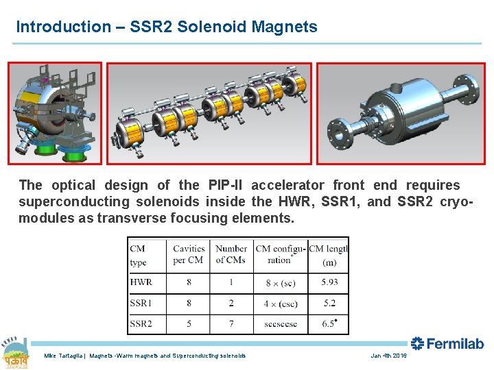 Introduction – SSR 2 Solenoid Magnets The optical design of the PIP-II accelerator front