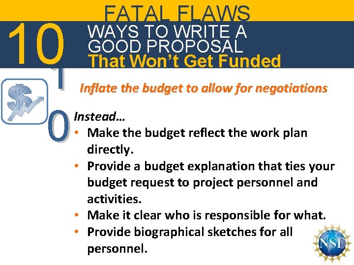 101 0 FATAL FLAWS WAYS TO WRITE A GOOD PROPOSAL That Won’t Get Funded