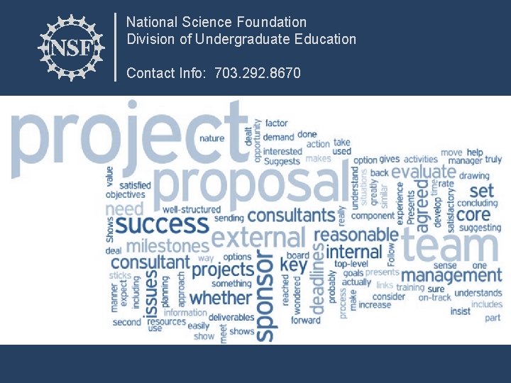 National Science Foundation Division of Undergraduate Education Contact Info: 703. 292. 8670 