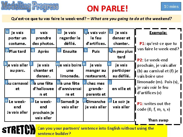 ON PARLE! 10 mins Qu’est-ce que tu vas faire le week-end? – What are