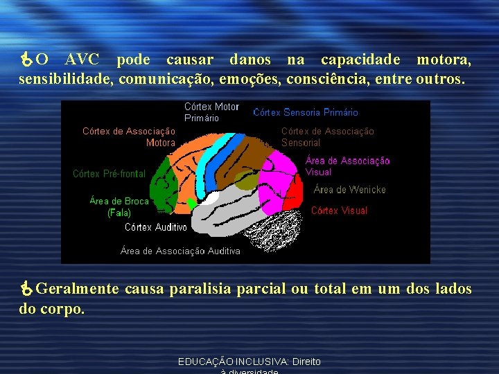  O AVC pode causar danos na capacidade motora, sensibilidade, comunicação, emoções, consciência, entre