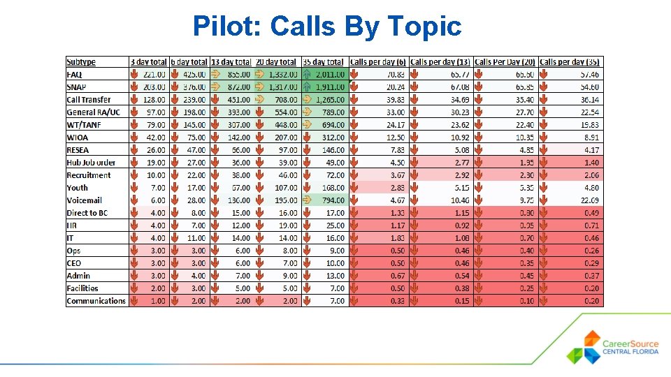 Pilot: Calls By Topic 