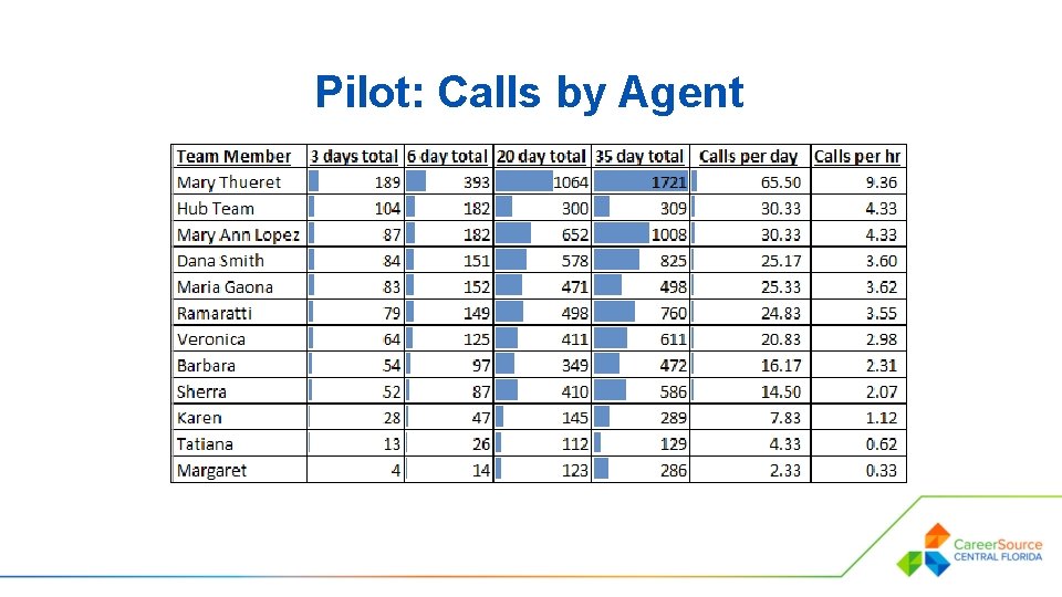 Pilot: Calls by Agent 