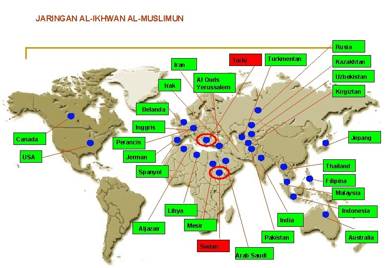 JARINGAN AL-IKHWAN AL-MUSLIMUN Rusia Irak Turkmentan Turki Iran Kazakhtan Uzbekistan Al Quds Yerussalem Kirgiztan JARINGAN AL-IKHWAN AL-MUSLIMUN Rusia Irak Turkmentan Turki Iran Kazakhtan Uzbekistan Al Quds Yerussalem Kirgiztan