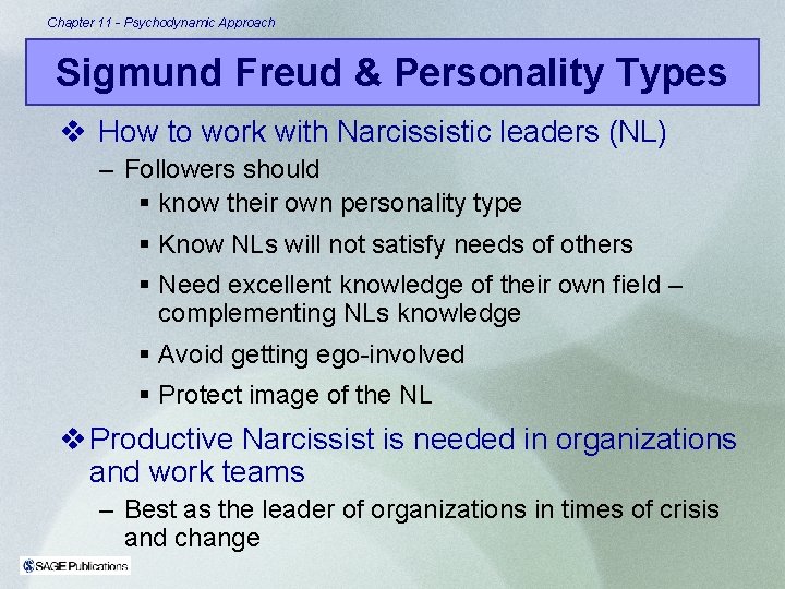 Chapter 11 - Psychodynamic Approach Sigmund Freud & Personality Types v How to work Chapter 11 - Psychodynamic Approach Sigmund Freud & Personality Types v How to work