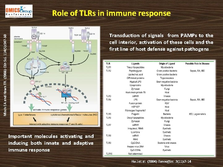 Role of TLRs in immune response Misch EA and Hawn TR. (2008) Clin Sci.