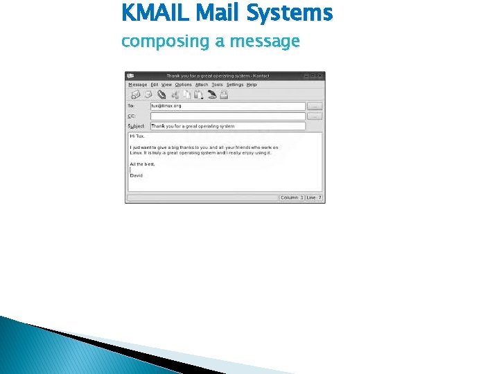 KMAIL Mail Systems composing a message 