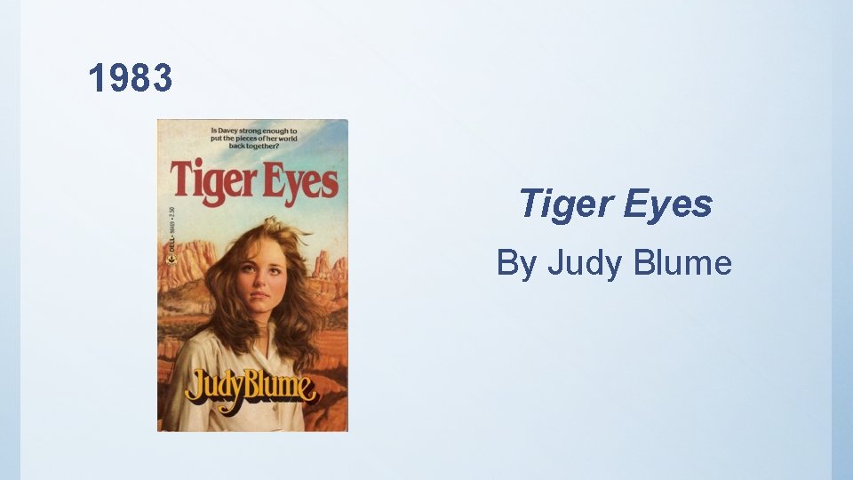 1983 Tiger Eyes By Judy Blume 