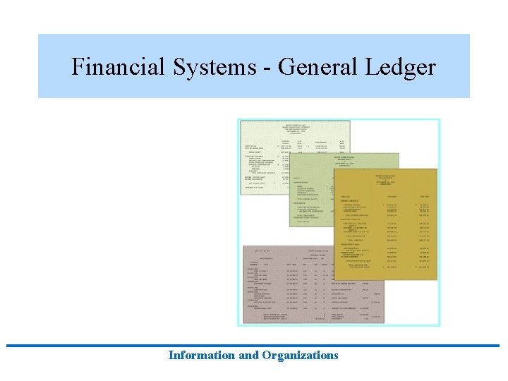 Financial Systems - General Ledger Information and Organizations 