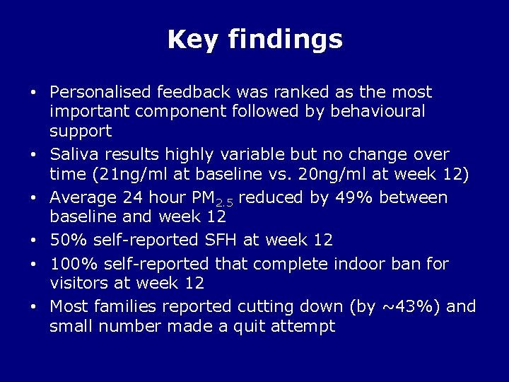 Key findings • Personalised feedback was ranked as the most important component followed by