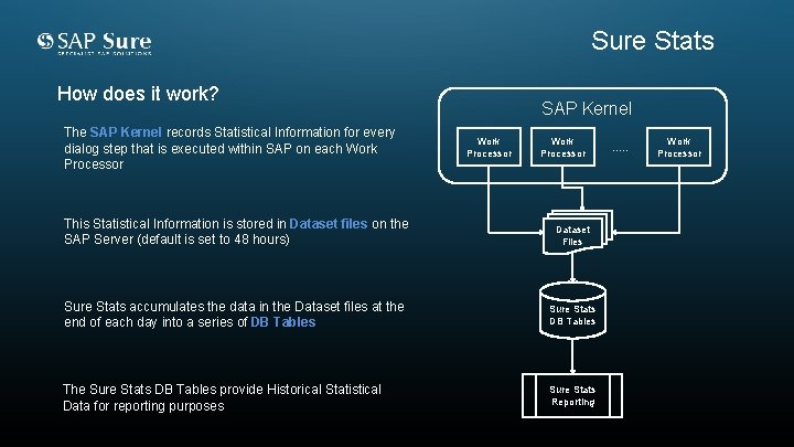 Sure Stats How does it work? The SAP Kernel records Statistical Information for every