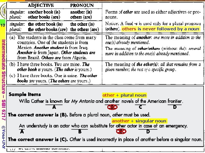 OTHER, OTHERS & ANOTHER 13 others is never followed by a noun Intermediate Structure