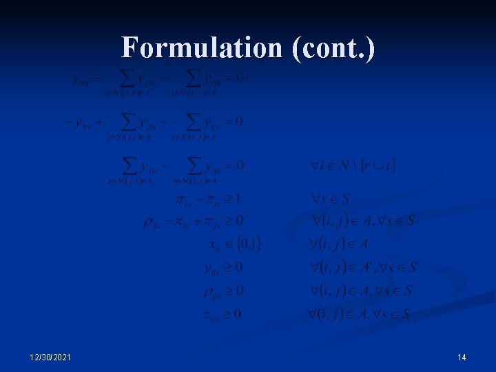 Formulation (cont. ) 12/30/2021 14 Formulation (cont. ) 12/30/2021 14