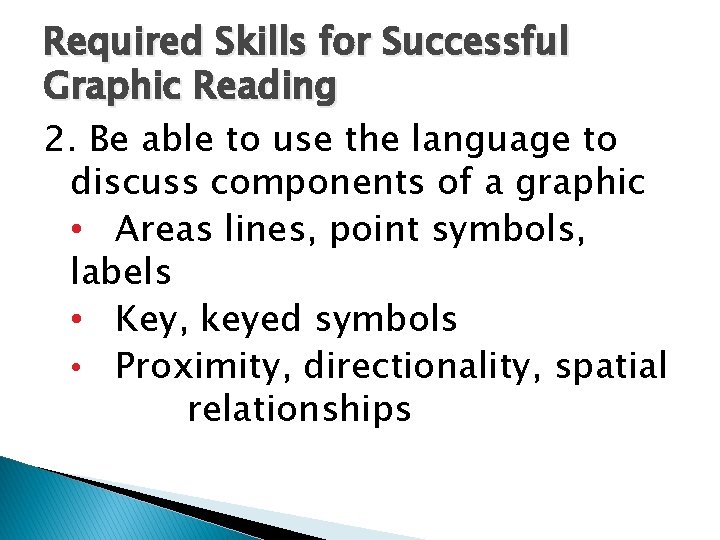 Required Skills for Successful Graphic Reading 2. Be able to use the language to