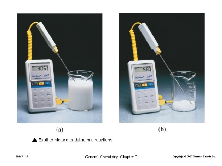 Exothermic and endothermic reactions Slide 7 - 17 General Chemistry: Chapter 7 Copyright ©