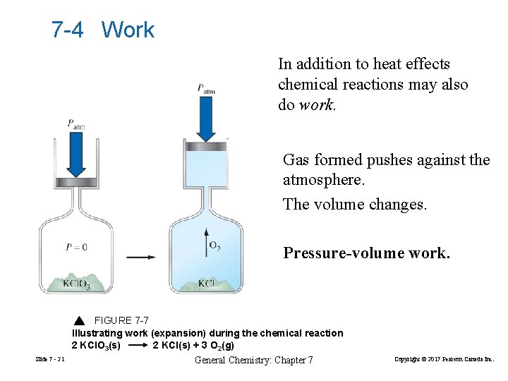 7 -4 Work In addition to heat effects chemical reactions may also do work.