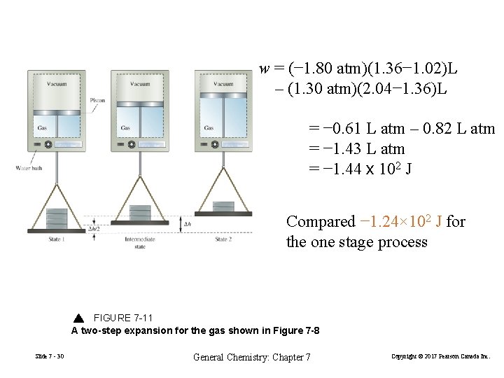 w = (− 1. 80 atm)(1. 36− 1. 02)L – (1. 30 atm)(2. 04−