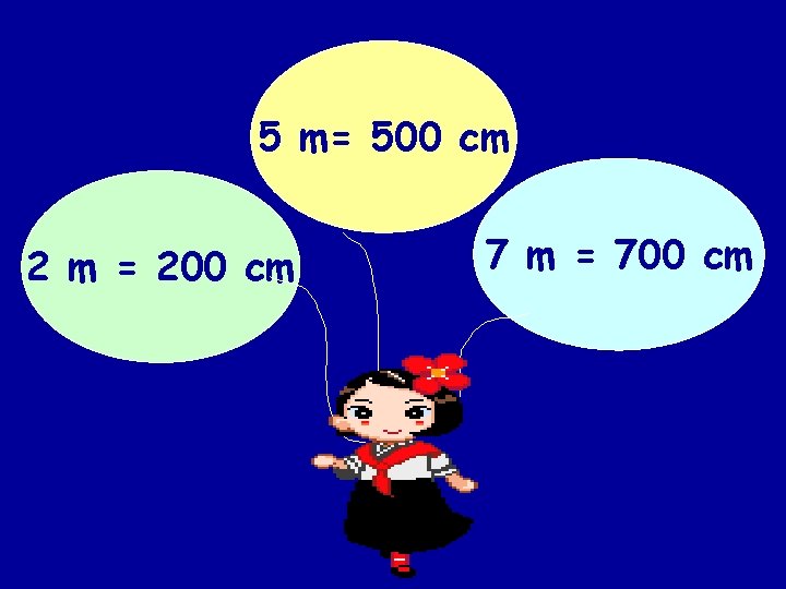 5 m= 500 cm 2 m = 200 cm 7 m = 700 cm