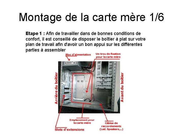 Montage de la carte mère 1/6 Etape 1 : Afin de travailler dans de