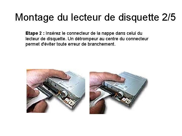 Montage du lecteur de disquette 2/5 Etape 2 : Insérez le connecteur de la