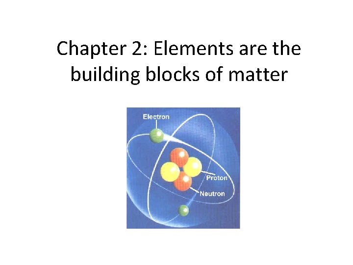 Chapter 2: Elements are the building blocks of matter 
