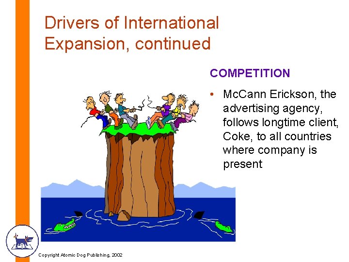 Drivers of International Expansion, continued COMPETITION • Mc. Cann Erickson, the advertising agency, follows