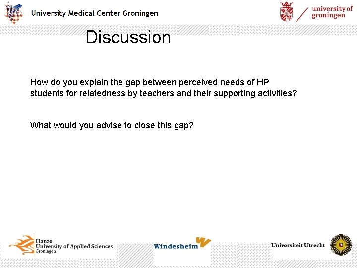 Discussion How do you explain the gap between perceived needs of HP students for