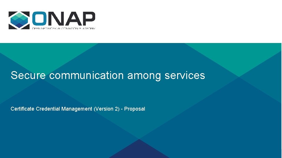 Secure communication among services Certificate Credential Management (Version 2) - Proposal 