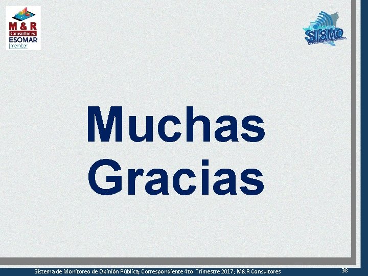 Muchas Gracias Sistema de Monitoreo de Opinión Pública; Correspondiente 4 to. Trimestre 2017; M&R