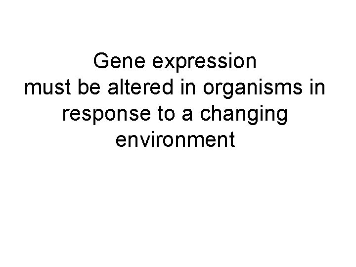 Gene expression must be altered in organisms in response to a changing environment 