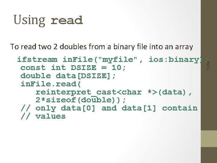 Using read To read two 2 doubles from a binary file into an array