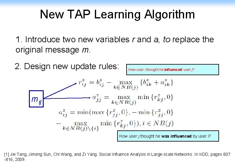 New TAP Learning Algorithm 1. Introduce two new variables r and a, to replace