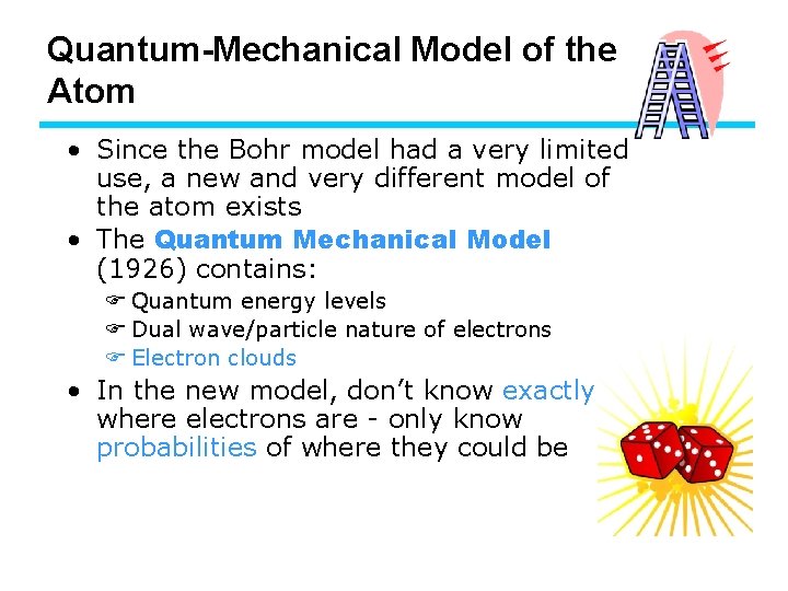 Quantum-Mechanical Model of the Atom • Since the Bohr model had a very limited