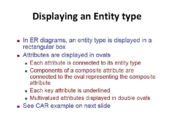 Displaying an Entity type 