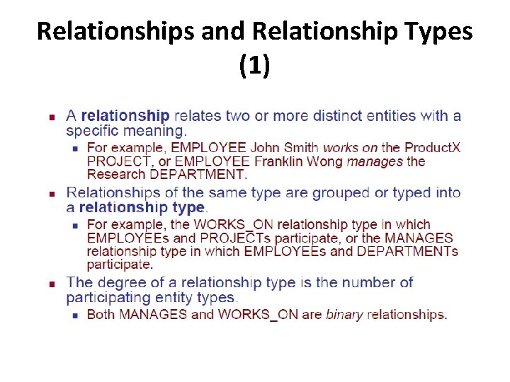 Relationships and Relationship Types (1) 
