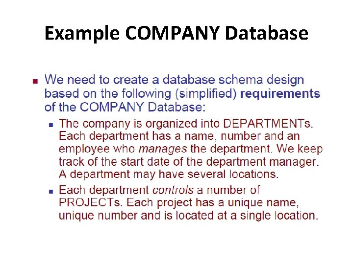 Example COMPANY Database 