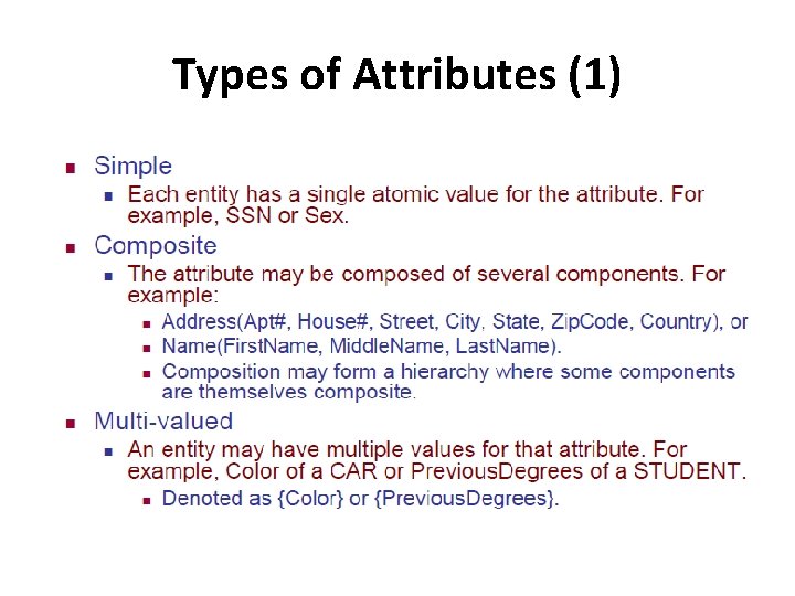 Types of Attributes (1) 