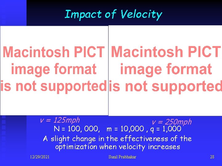 Impact of Velocity v = 125 mph v = 250 mph N = 100,