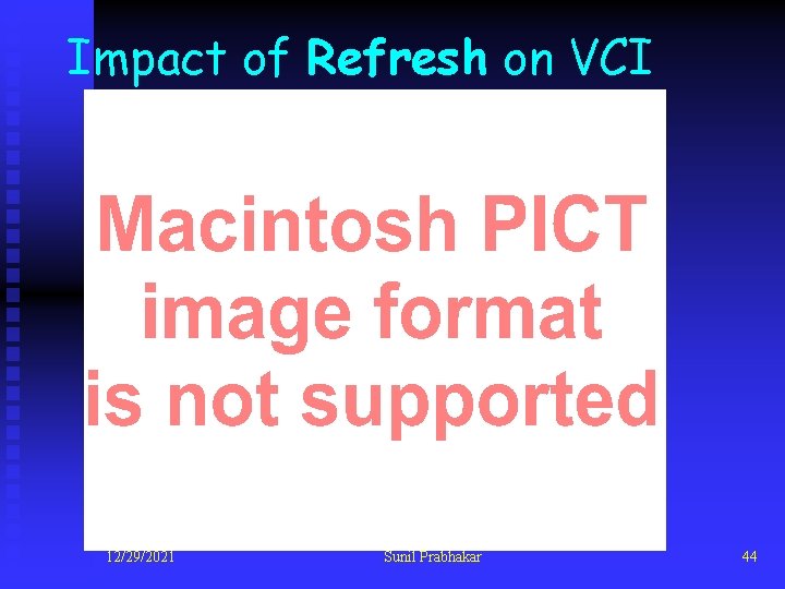 Impact of Refresh on VCI 12/29/2021 Sunil Prabhakar 44 