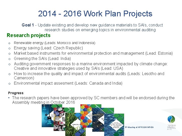 2014 - 2016 Work Plan Projects Goal 1 - Update existing and develop new