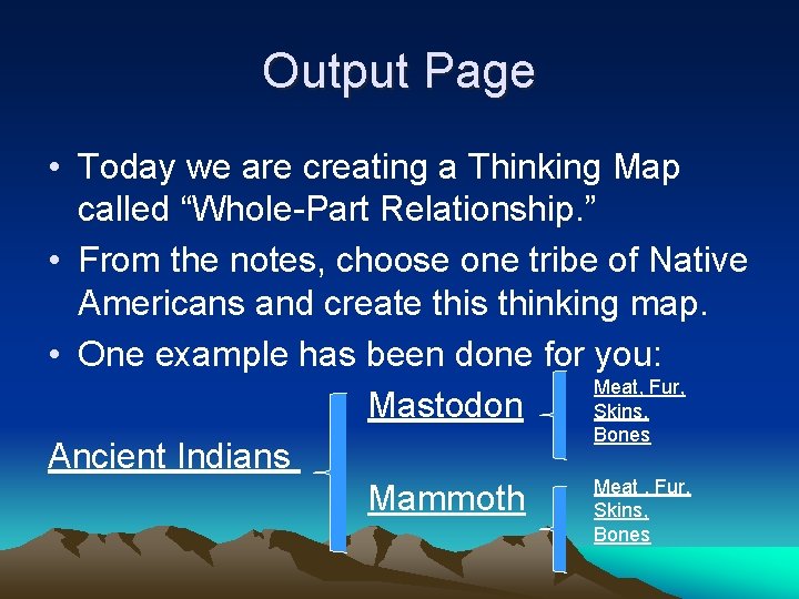 Output Page • Today we are creating a Thinking Map called “Whole-Part Relationship. ”