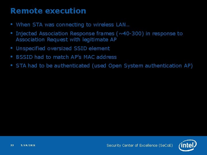 Remote execution • • When STA was connecting to wireless LAN. . • •