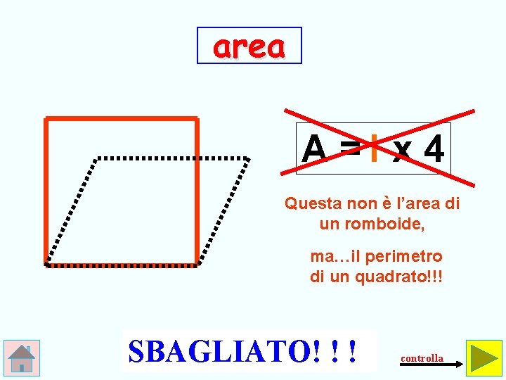 area A =l x 4 Questa non è l’area di un romboide, ma…il perimetro