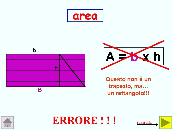 area b A=bxh h B Questo non è un trapezio, ma… un rettangolo!!! ERRORE