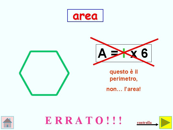 area A=lx 6 questo è il perimetro, non… l’area! ERRATO!!! controlla 