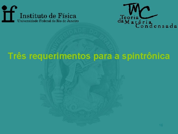 Três requerimentos para a spintrônica 16 