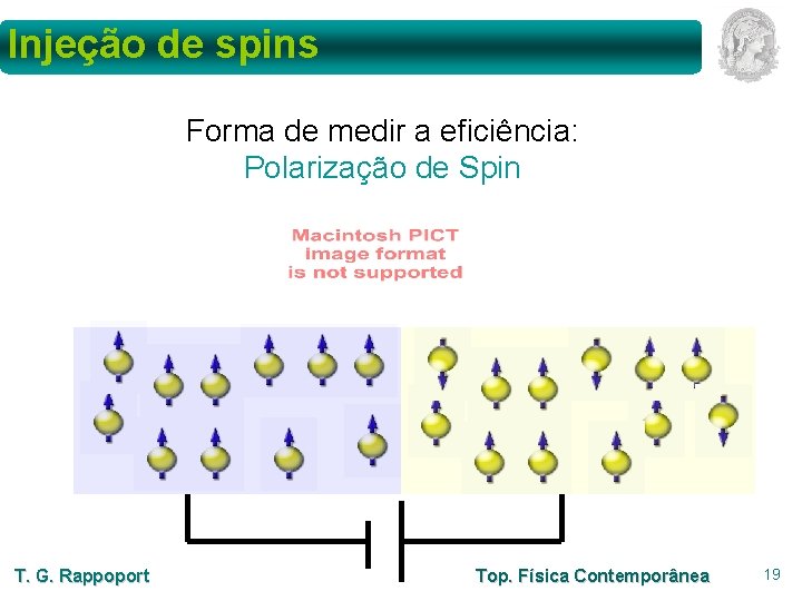 Injeção de spins Forma de medir a eficiência: Polarização de Spin T. G. Rappoport